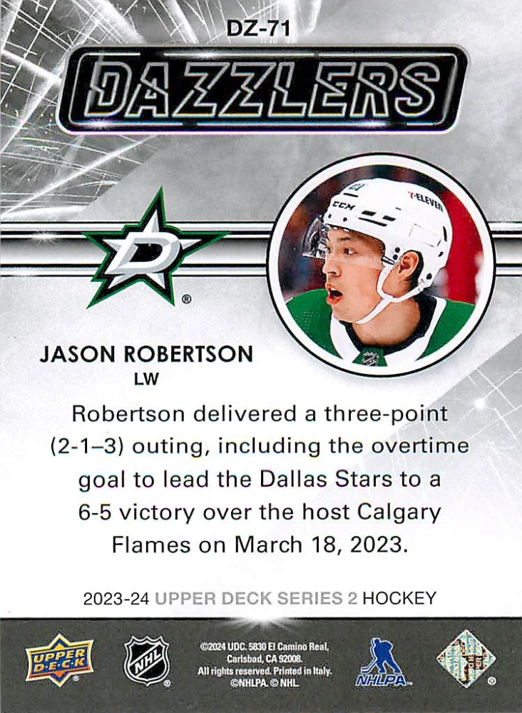 2023-24 UD Series 2 - Jason Robertson - Dazzlers Orange #DZ-71
