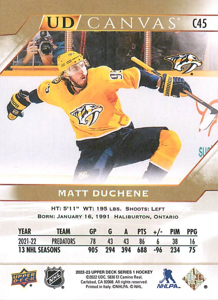 2022-23 UD Series 1 - Matt Duchene - Canvas #C45
