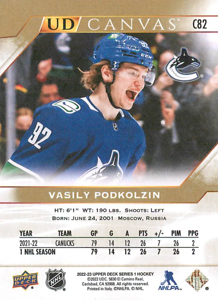 2022-23 UD Series 1 - Vasily Podkolzin - Canvas #C82