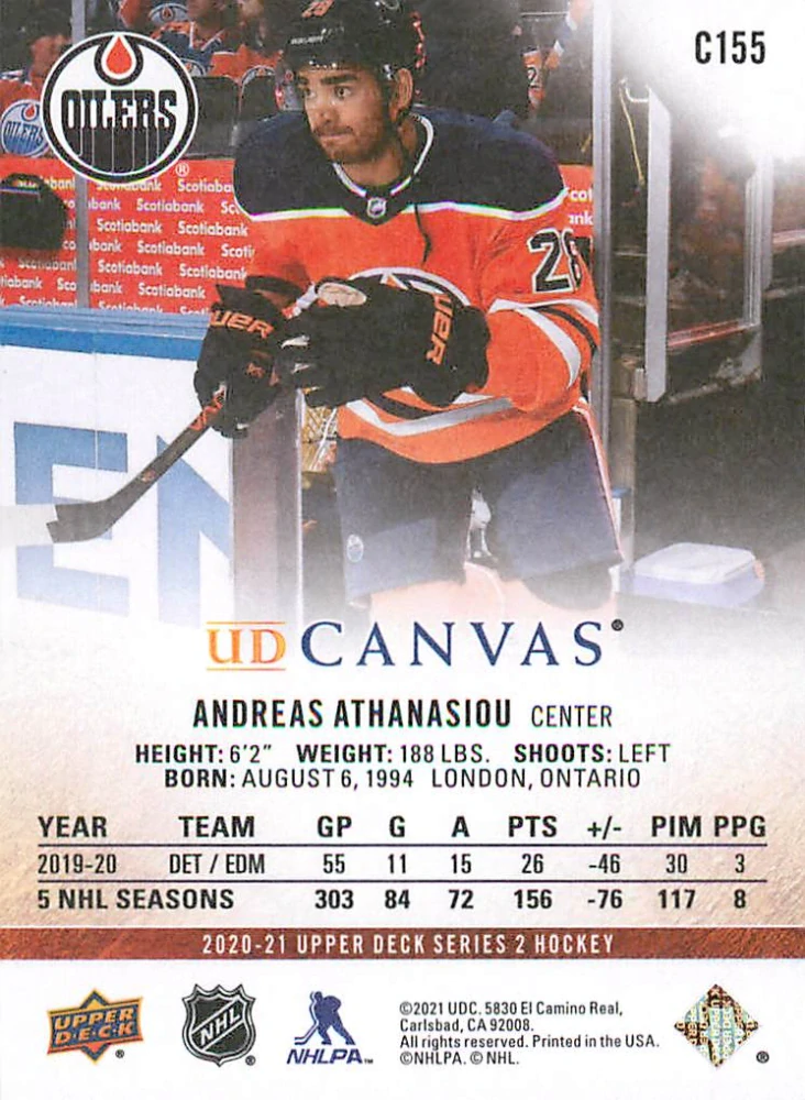 2020-21 UD Series 2 - Andreas Athanasiou - Canvas #C155