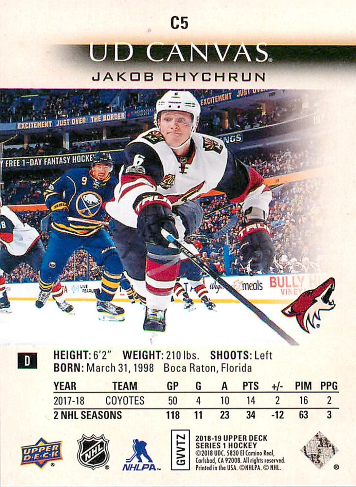 2018-19 UD Series 1 - Jakob Chychrun - Canvas #C5