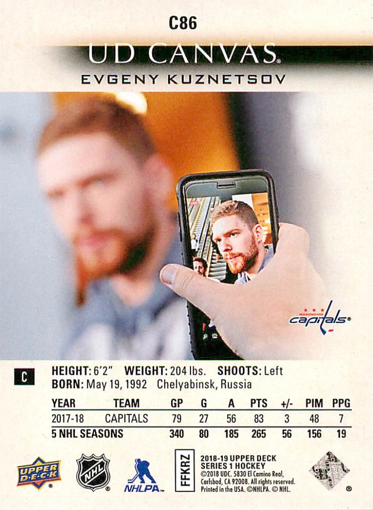 2018-19 UD Series 1 - Evgeny Kuznetsov - Canvas #C86