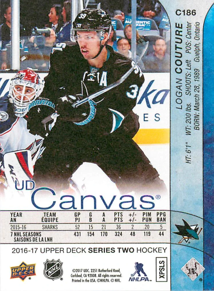 2016-17 UD Series 2 - Logan Couture - Canvas #C186