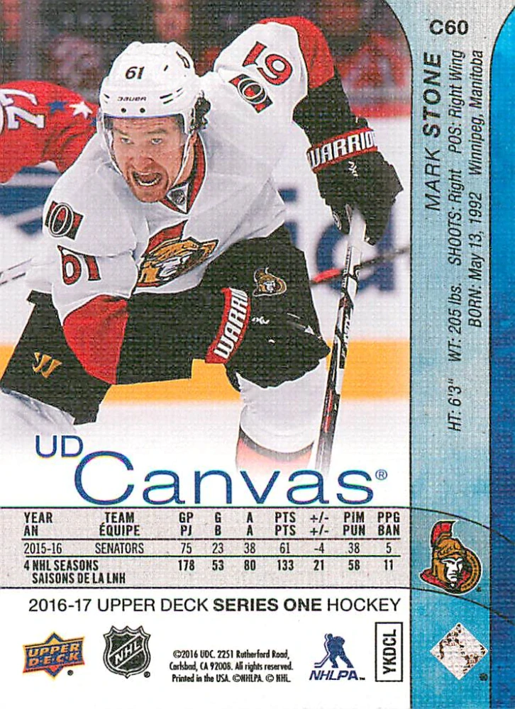 2016-17 UD Series 1 - Mark Stone - Canvas #C60
