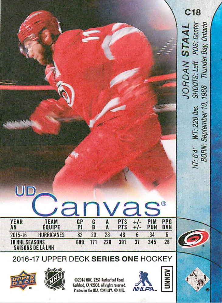 2016-17 UD Series 1 - Jordan Staal - Canvas #C18
