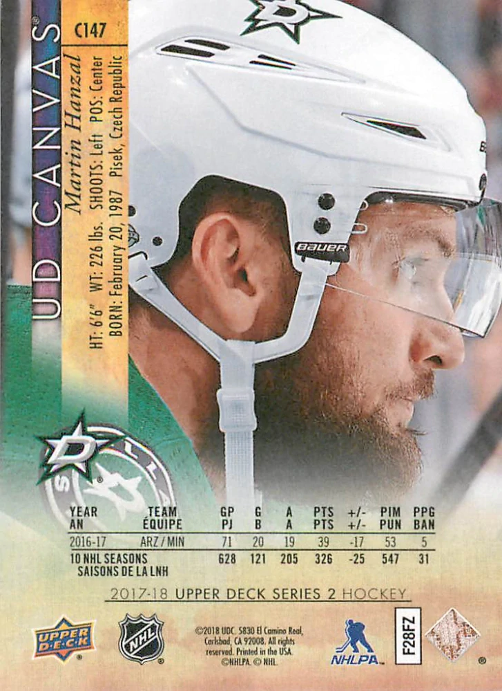 2017-18 UD Series 2 - Martin Hanzal - Canvas #C147