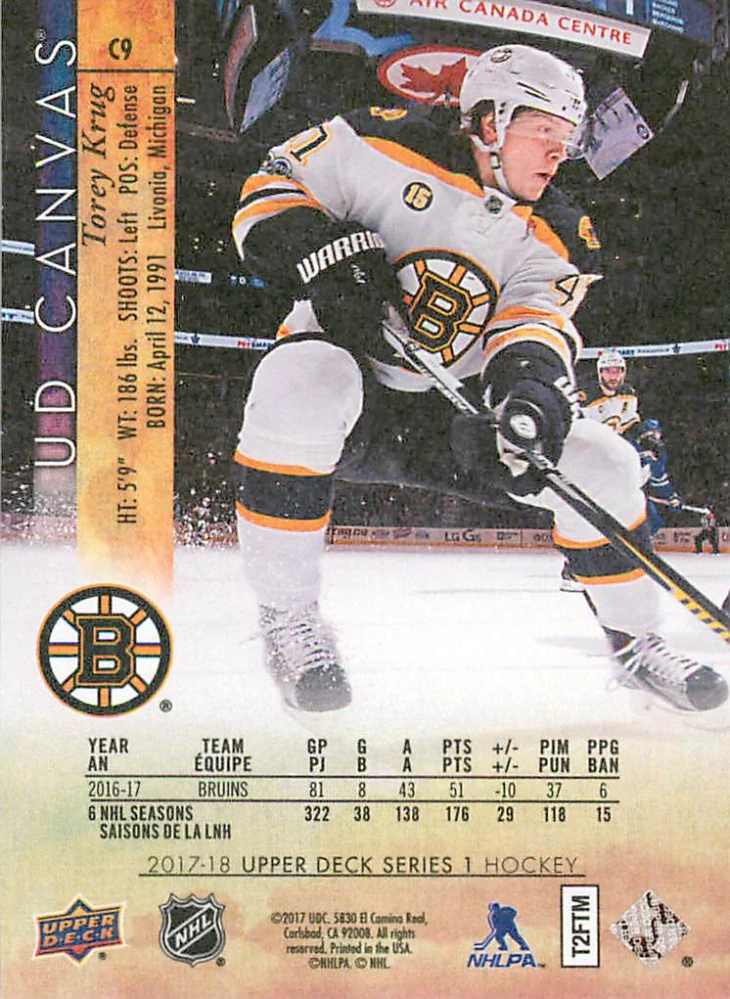 2017-18 UD Series 1 - Torey Krug - Canvas #C9