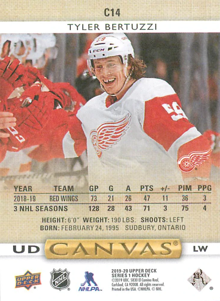 2019-20 UD Series 1 - Tyler Bertuzzi - Canvas #C14