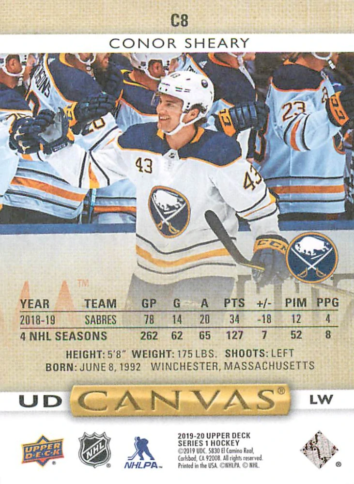 2019-20 UD Series 1 - Conor Sheary - Canvas #C8