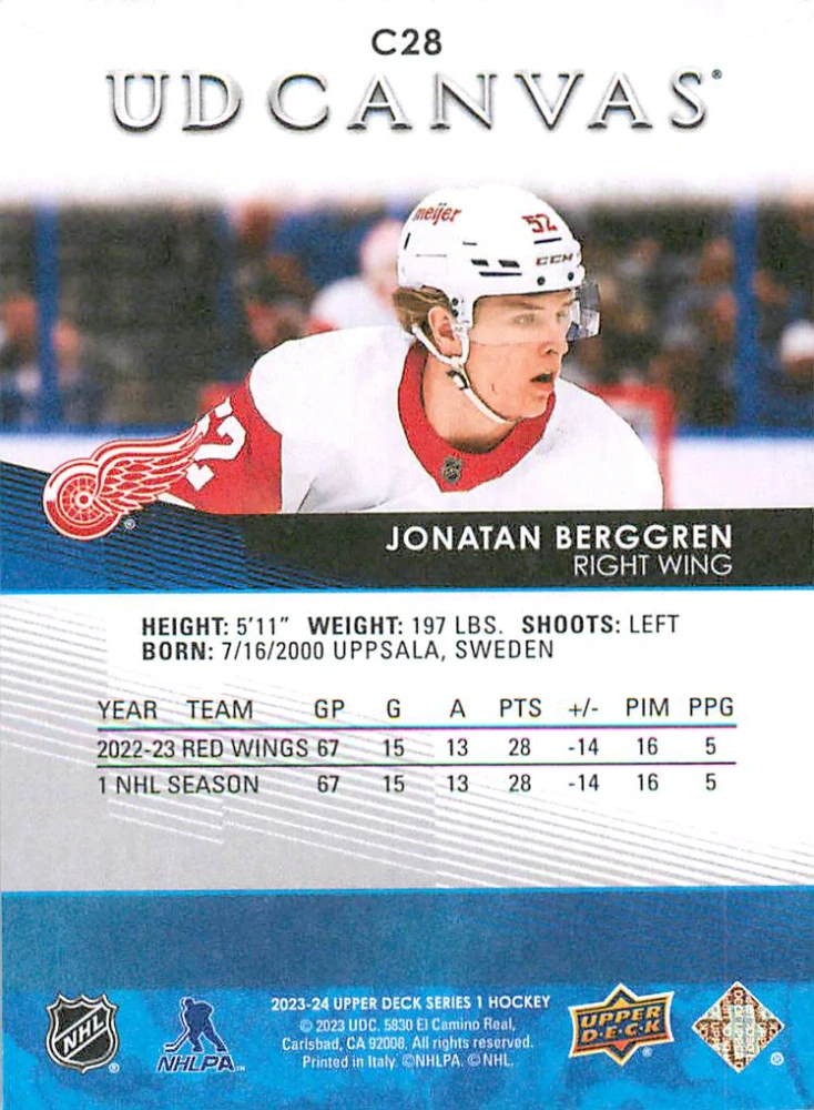2023-24 UD Series 1 - Jonatan Berggren - Canvas #C28