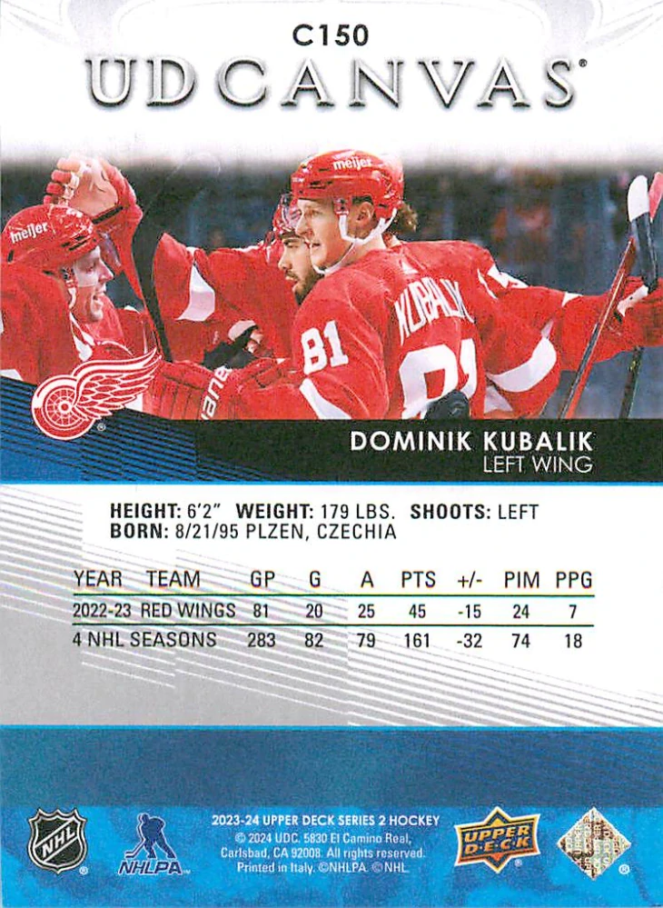 2023-24 UD Series 2 - Dominik Kubalík - Canvas #C150