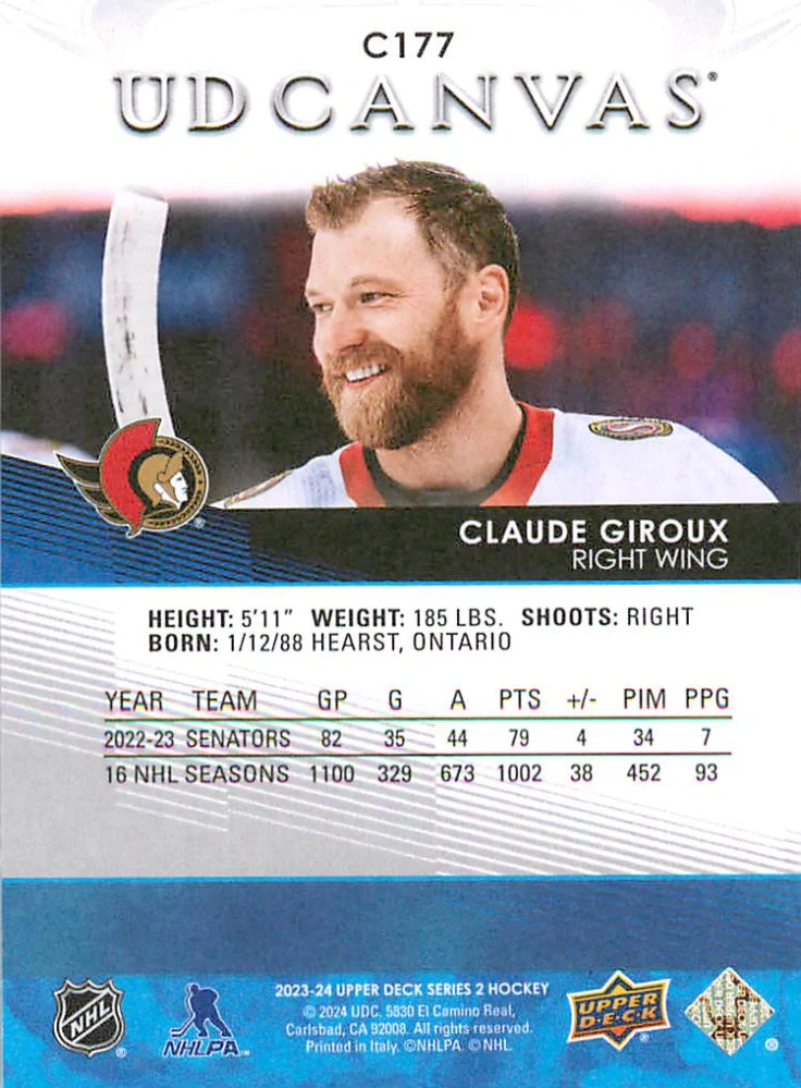 2023-24 UD Series 2 - Claude Giroux - Canvas #C177