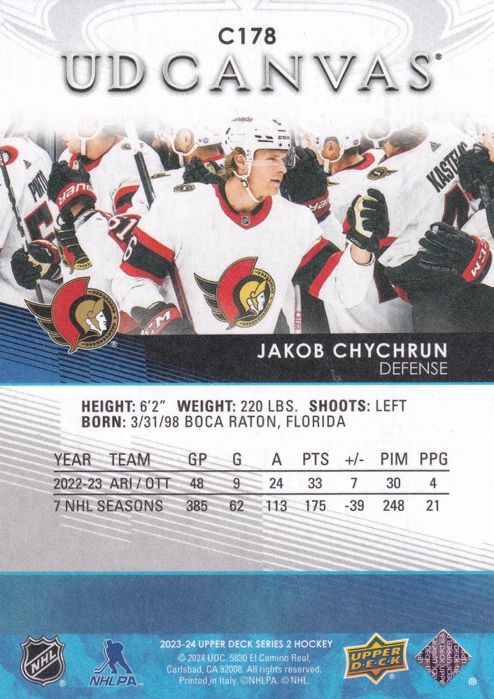 2023-24 UD Series 2 - Jakob Chychrun - Canvas #C178
