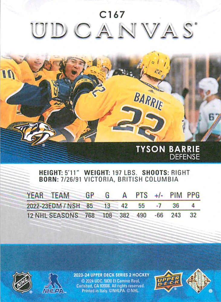 2023-24 UD Series 2 - Tyson Barrie - Canvas #C167