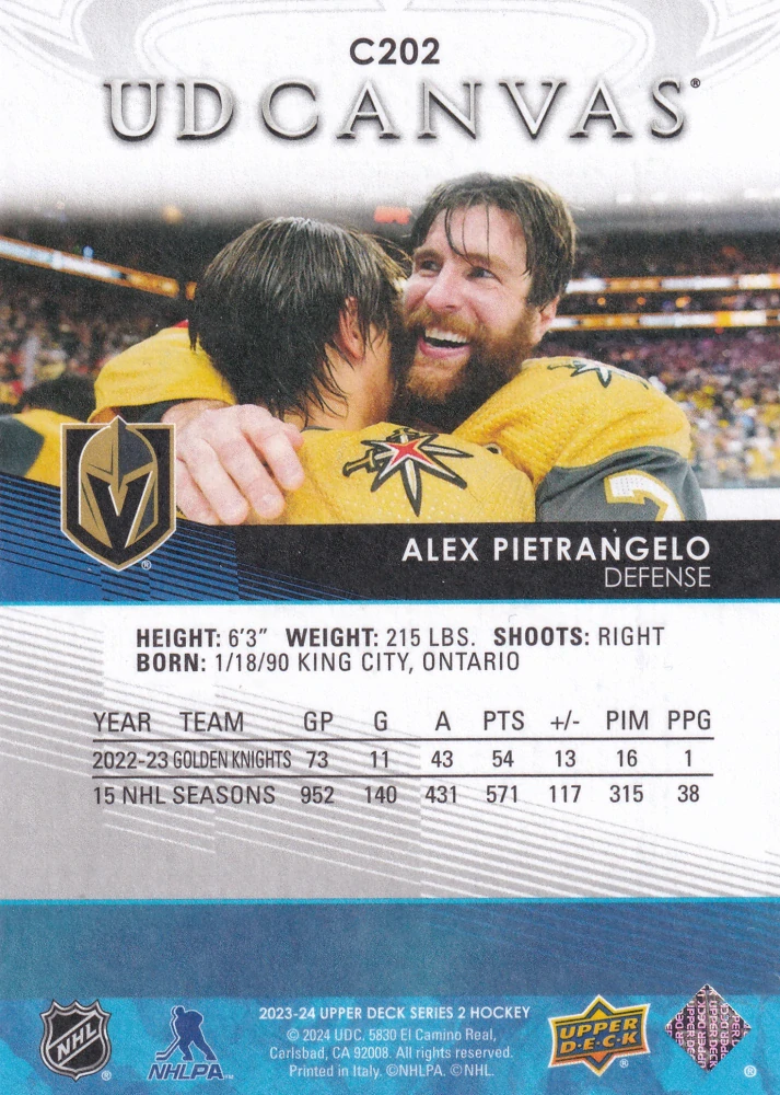 2023-24 UD Series 2 - Alex Pietrangelo - Canvas #C202
