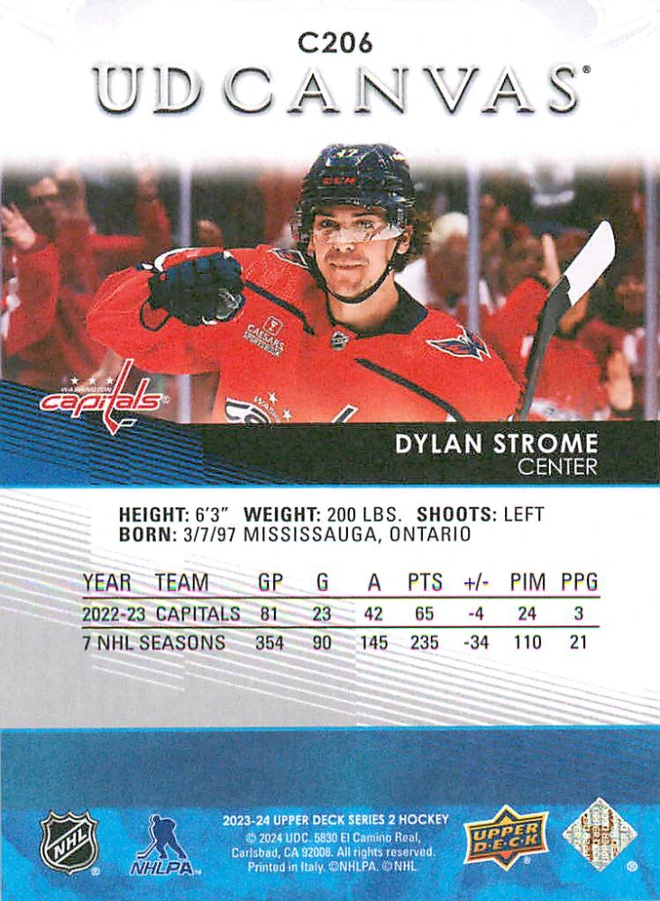 2023-24 UD Series 2 - Dylan Strome - Canvas #C206