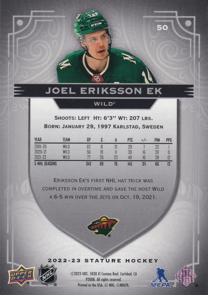 2022-23 UD Stature - Joel Eriksson Ek #50