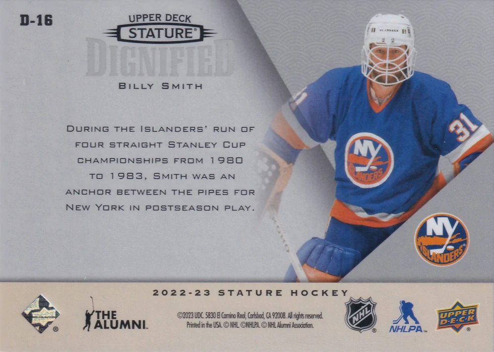 2022-23 UD Stature - Billy Smith - Dignified #D-16