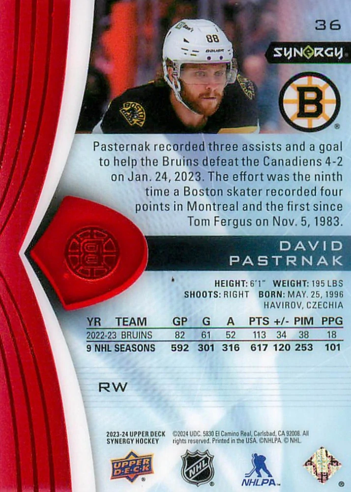 2023-24 UD Synergy - David Pastrňák #36