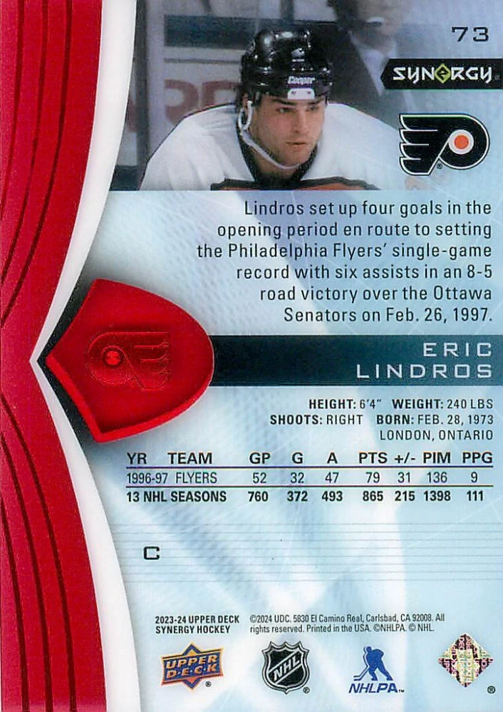 2023-24 UD Synergy - Eric Lindros #73