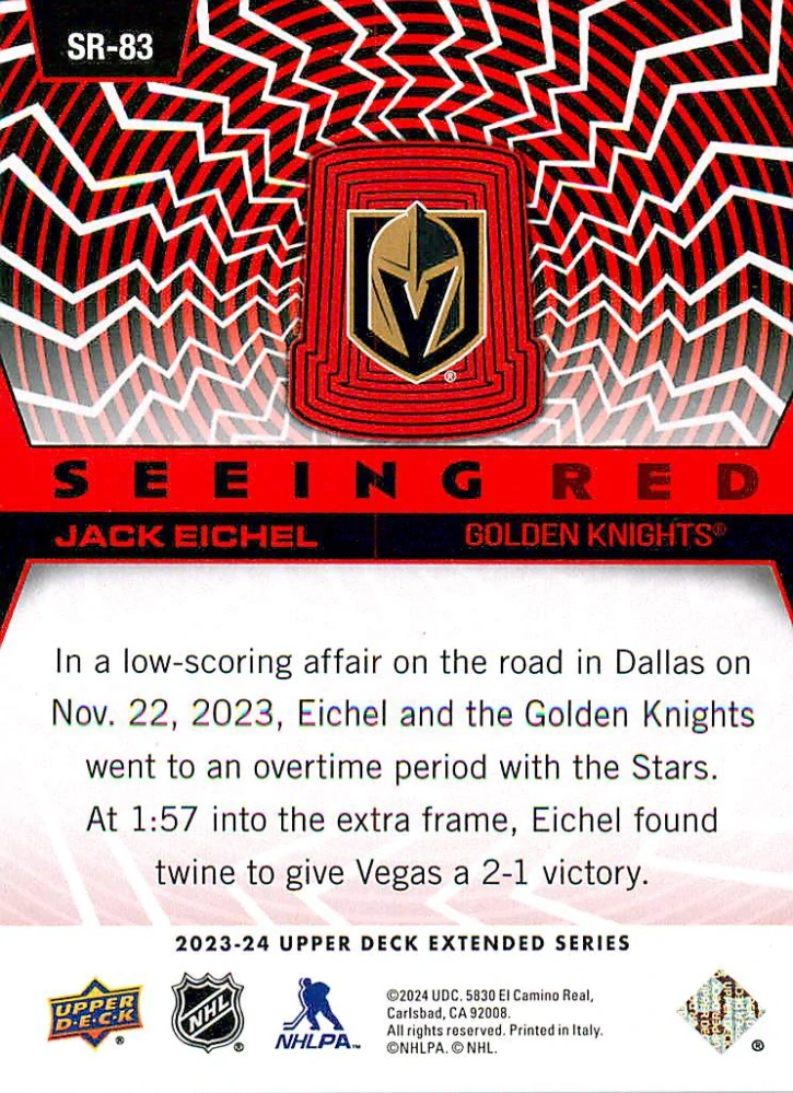 2023-24 UD Extended Series - Jack Eichel - Seeing Red #SR-83