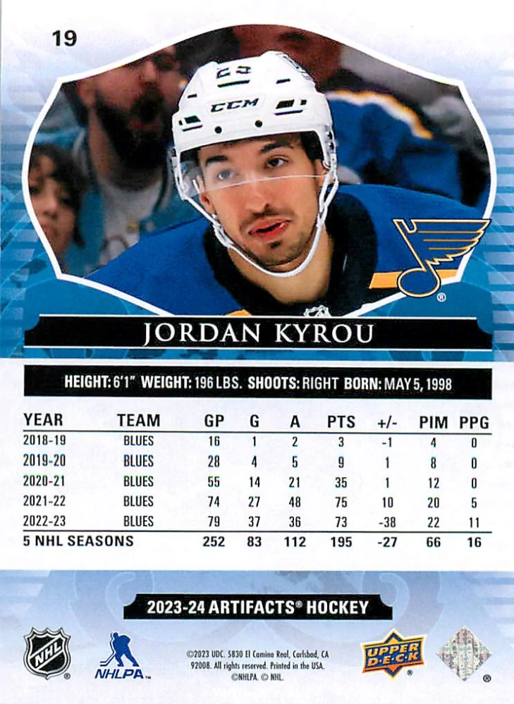 2023-24 UD Artifacts - Jordan Kyrou - Autumn /75 #19
