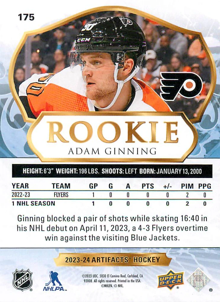 2023-24 UD Artifacts - Adam Ginning - Rookie /999 #175