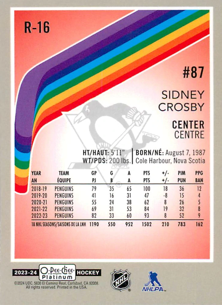 2023-24 UD O-Pee-Chee Platinum - Sidney Crosby - Retro #R-16