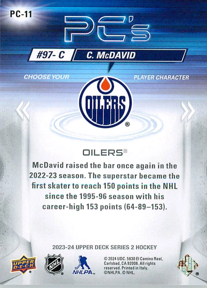 2023-24 UD Series 2 - Connor McDavid - PC's #PC-11