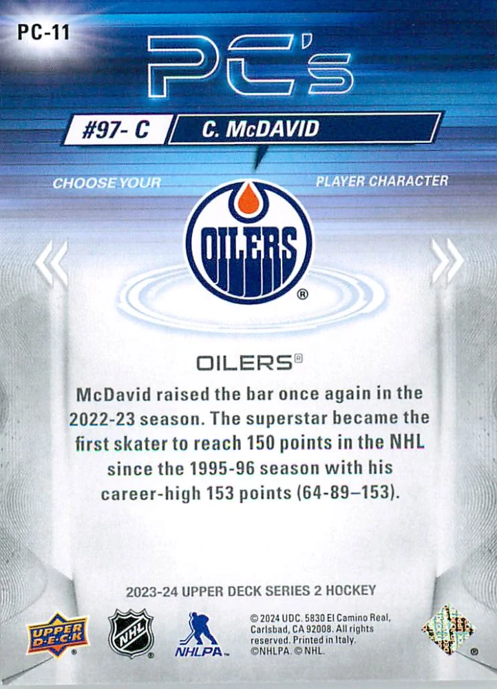 2023-24 UD Series 2 - Connor McDavid - PC's Sparkle
