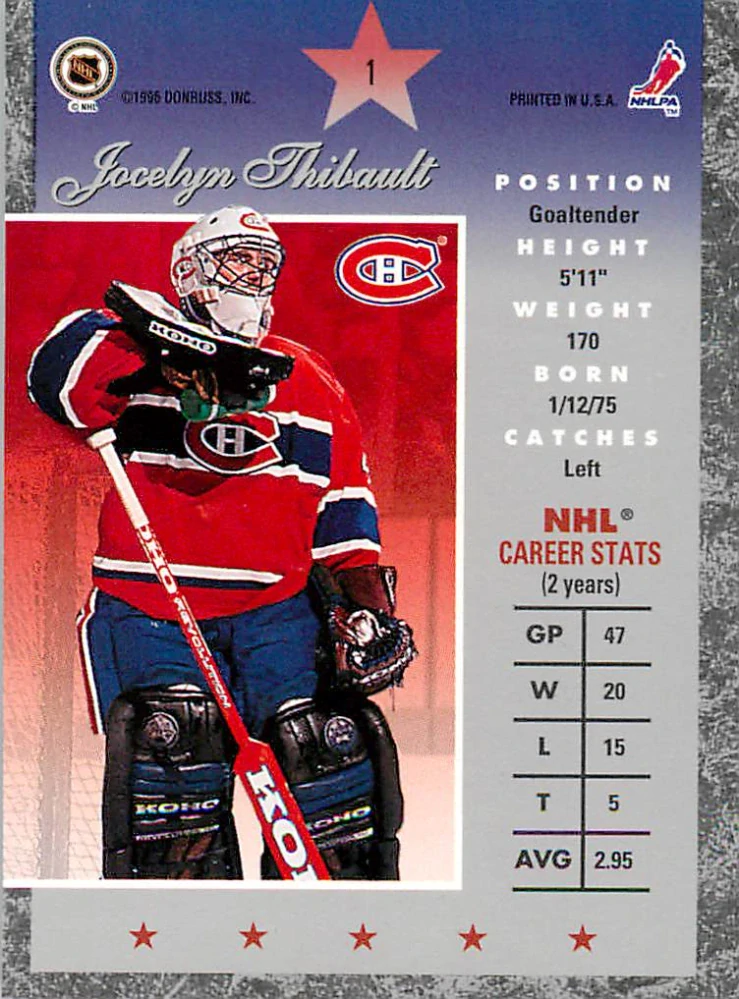 1995-96 Donruss Elite - Jocelyn Thibault #1