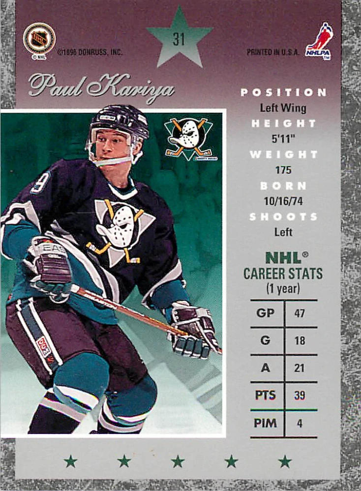 1995-96 Donruss Elite - Paul Kariya #31