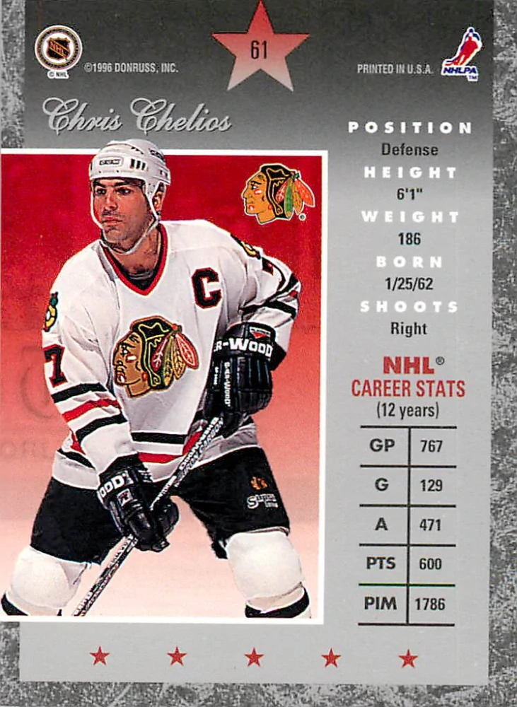 1995-96 Donruss Elite - Chris Chelios #61
