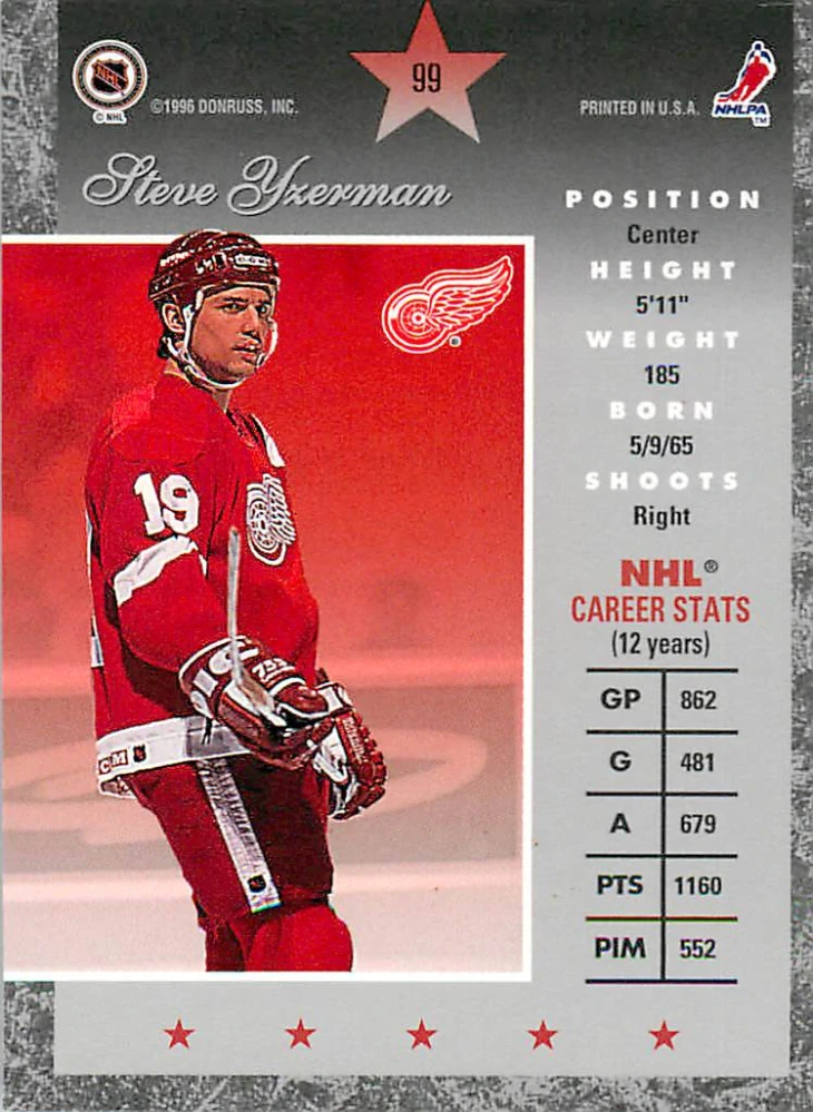 1995-96 Donruss Elite - Steve Yzerman #99