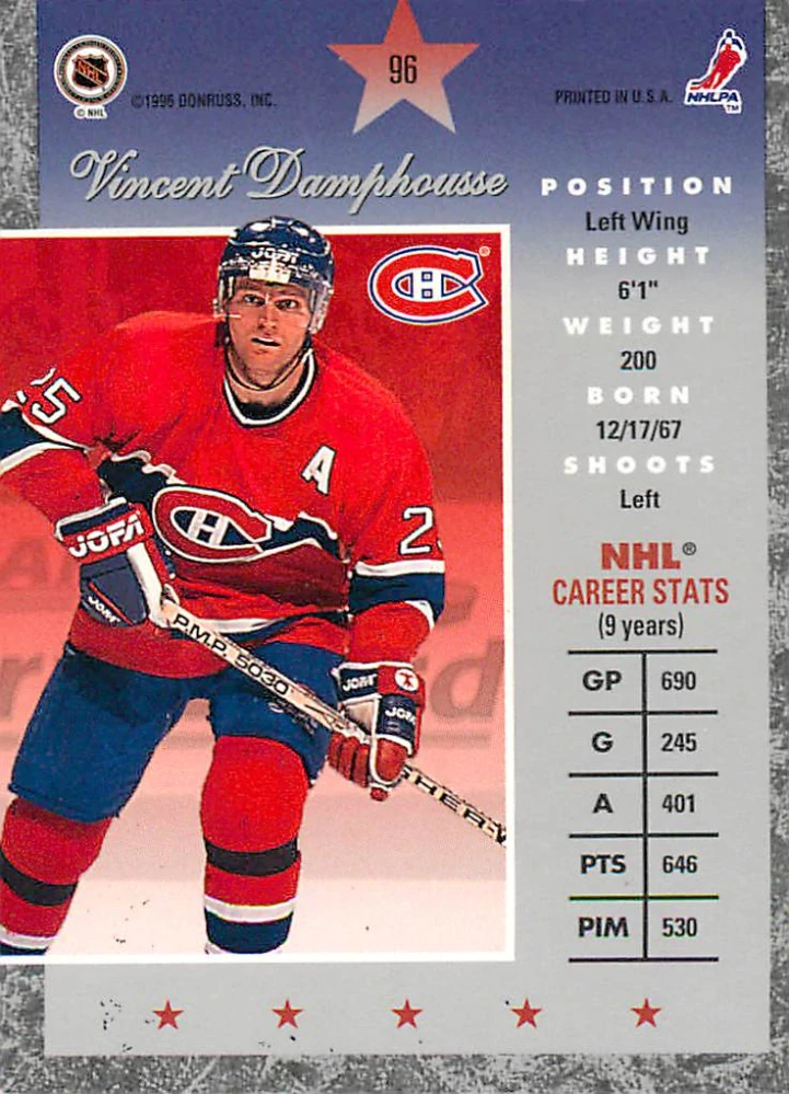 1995-96 Donruss Elite - Vincent Damphousse #96
