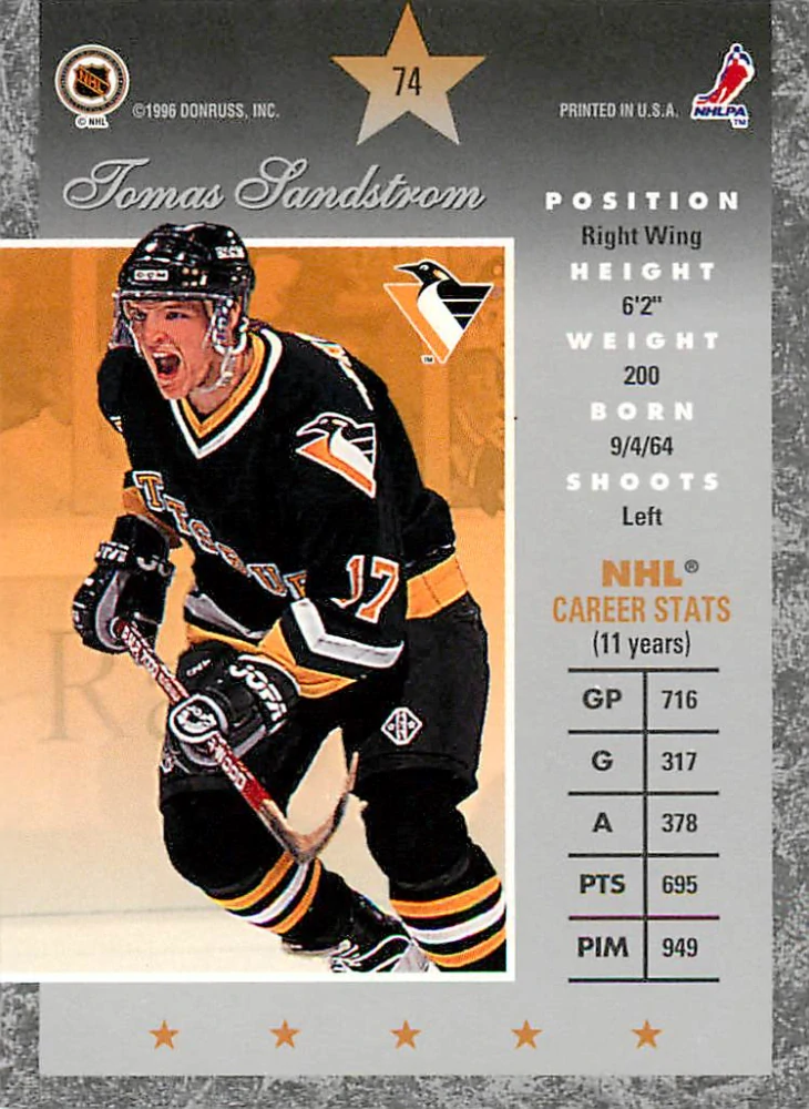 1995-96 Donruss Elite - Tomas Sundstrom #74