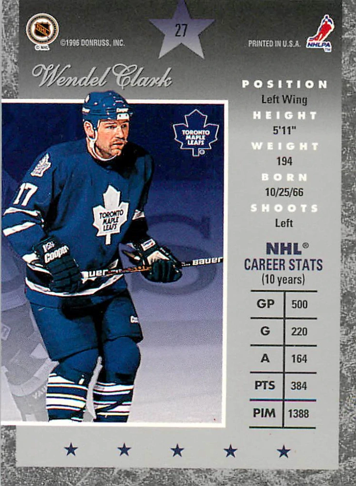 1995-96 Donruss Elite - Wendel Clark #27