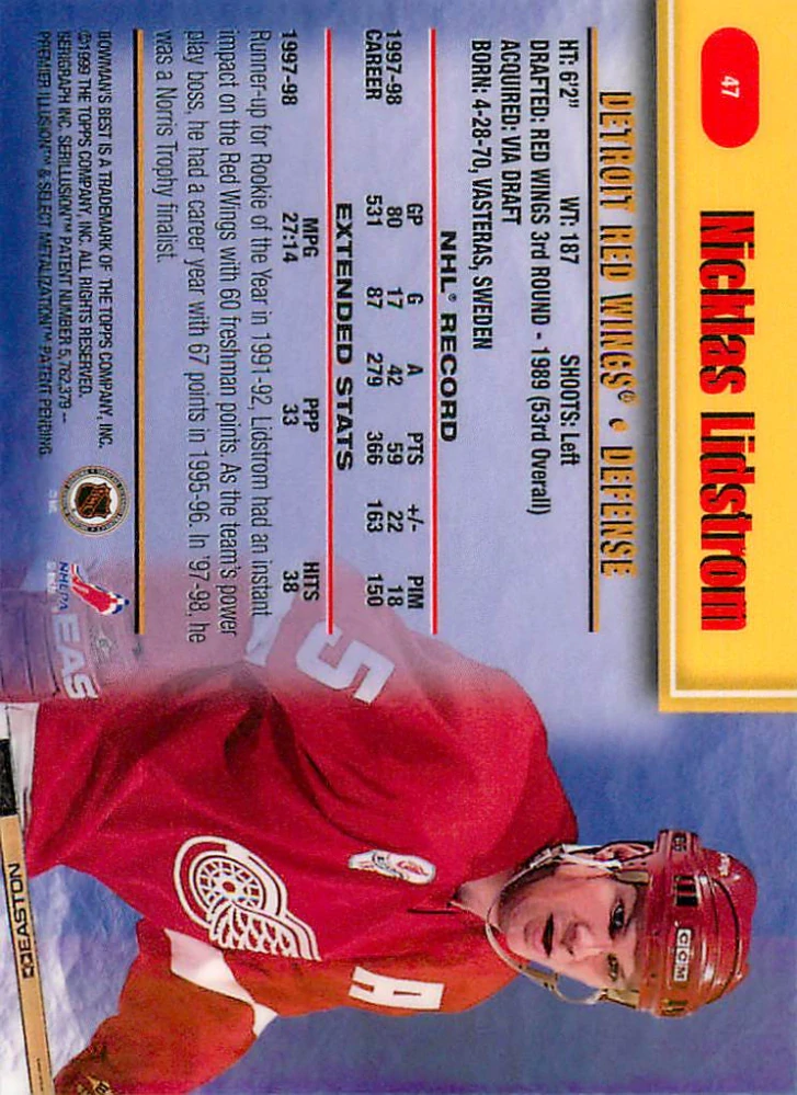 1998-99 Bowman's Best - Nicklas Lidstrom #47