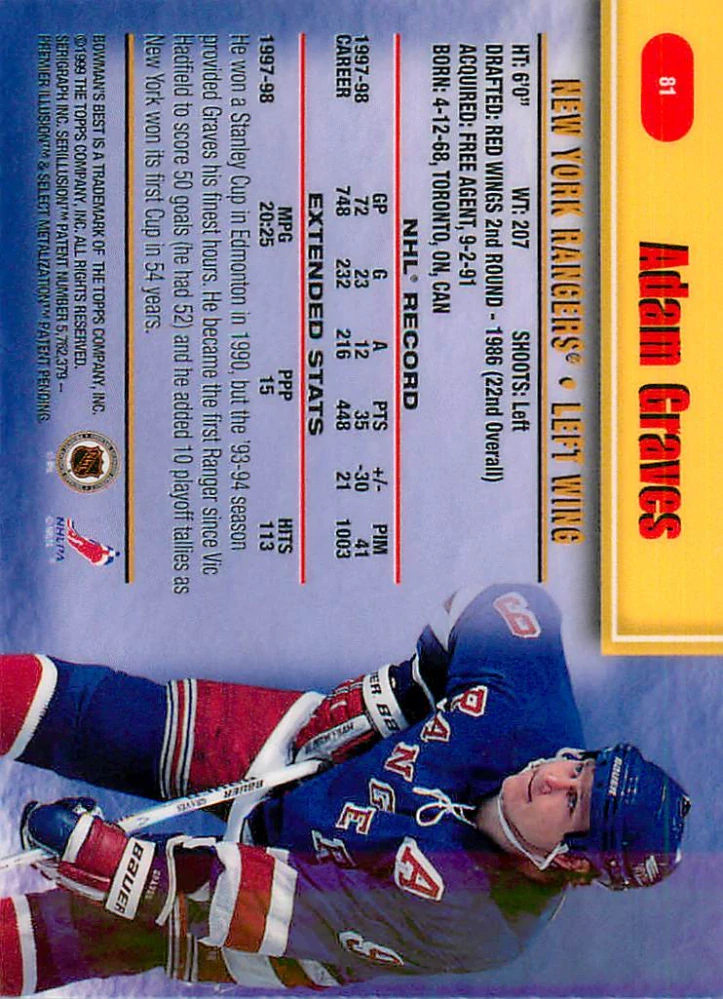1998-99 Bowman's Best - Adam Graves #81