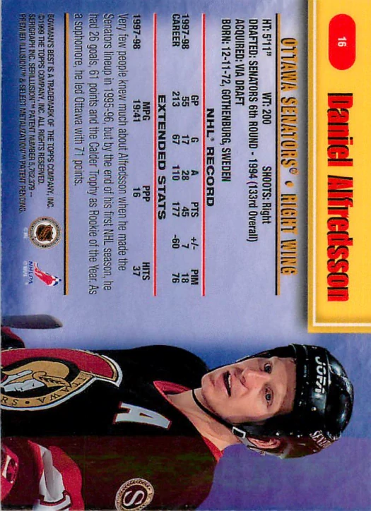 1998-99 Bowman's Best - Daniel Alfredsson #16