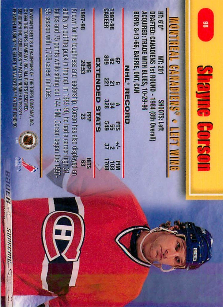 1998-99 Bowman's Best - Shayne Corson #98
