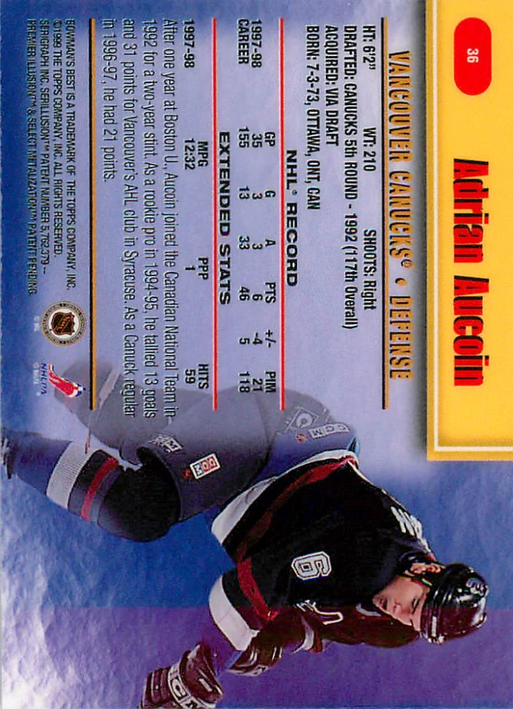 1998-99 Bowman's Best - Adrian Aucoin #36