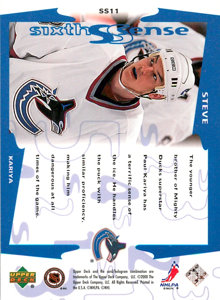 1999-00 UD Series 2 - Steve Kariya - Sixth Sense #SS11