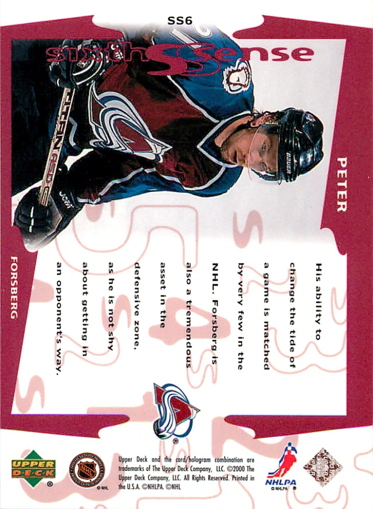 1999-00 UD Series 2 - Peter Forsberg - Sixth Sense #SS6