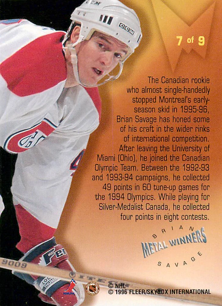 1995-96 Fleer Metal - Brian Savage - Metal Winners #7