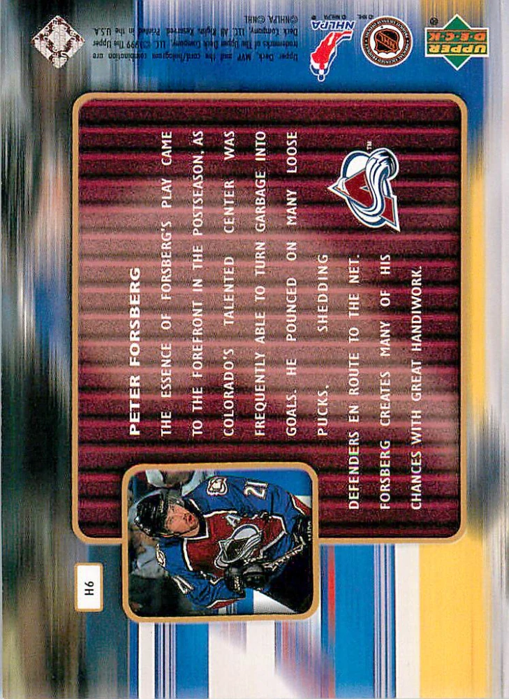 1999-00 UD MVP - Peter Forsberg - Hands of Gold #H6