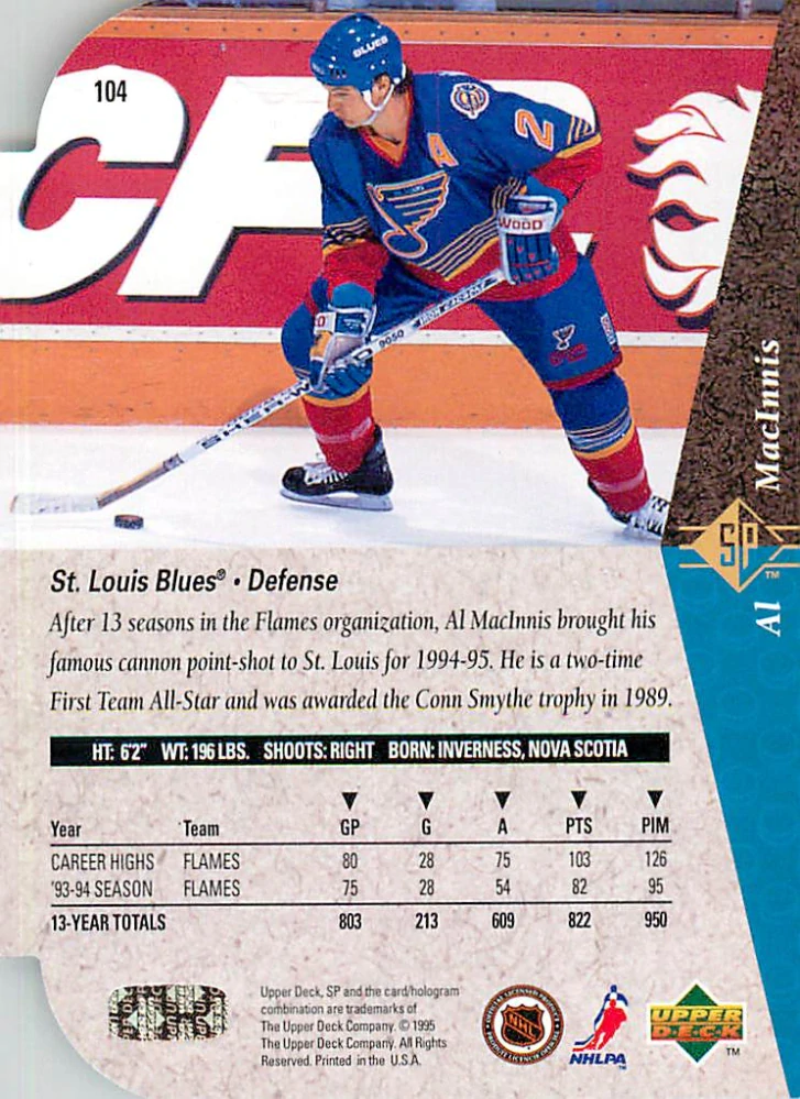 1994-95 UD SP - Al MacInnis - Die-Cut #104