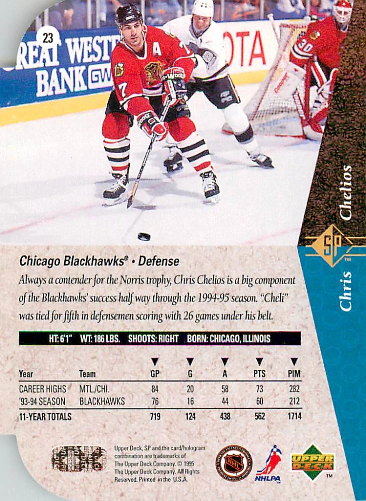 1994-95 UD SP - Chris Chelios - Die-Cut #23