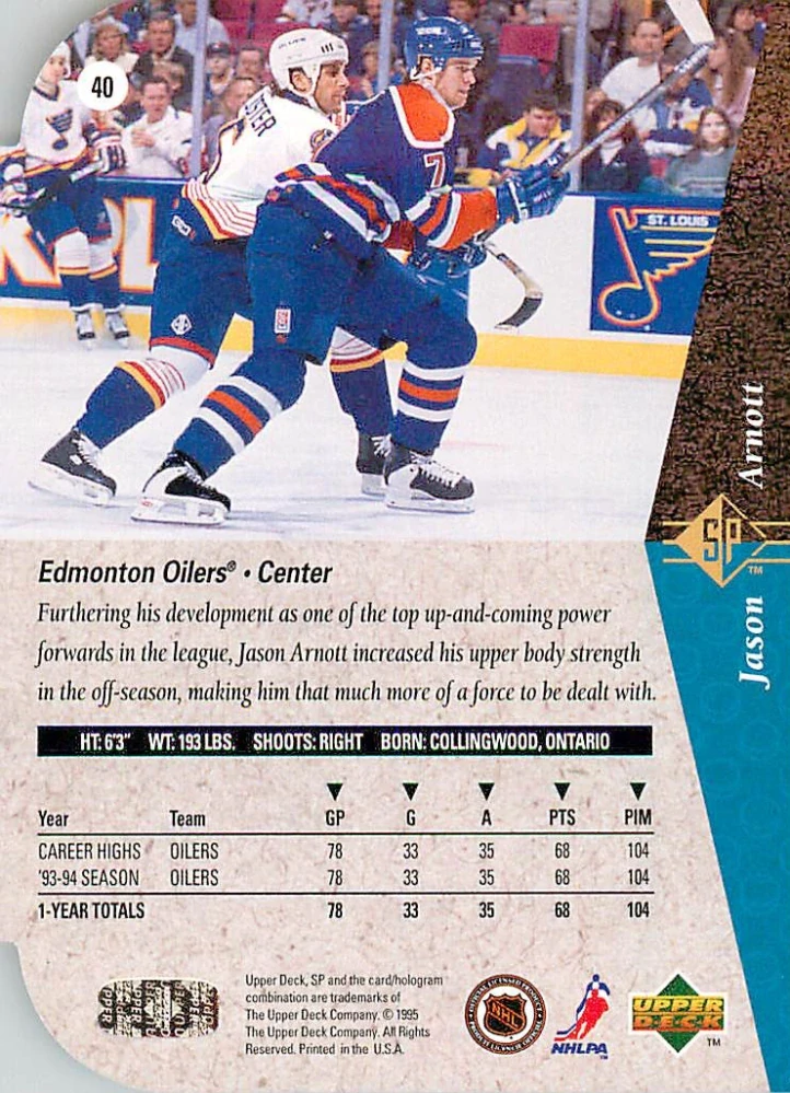 1994-95 UD SP - Jason Arnott - Die-Cut #40