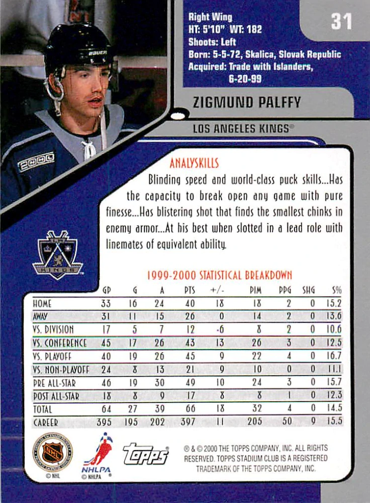 2000-01 Topps Stadium Club - Žigmund Pálffy #31